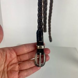 Thin braided leather belt